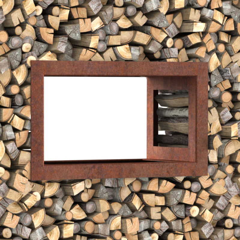 Étagère à bois pour cheminée, fenêtre, acier rouillé
