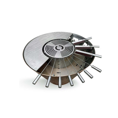 Bol de feu avec anneau de gril conique Alpaufzug 100, rouille noble