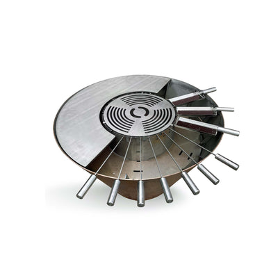 Bol de feu avec anneau de gril conique 100, rouille noble