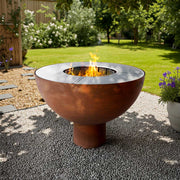 Socle pour vasque à feu, acier rouille noble
