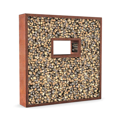 Étagère à bois de cheminée avec fenêtre