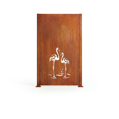 Brise-vue Couple de flamants roses, patine noble