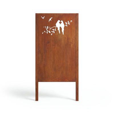 Brise-vue Couple d'oiseaux avec cœur, patine noble