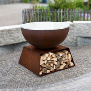 Soubassement pour brasero avec compartiment à bois