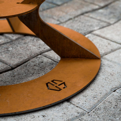 Support pour vasque à feu, acier rouillé