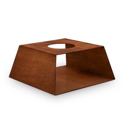 Base pour bac à feu avec compartiment à bois, acier inoxydable