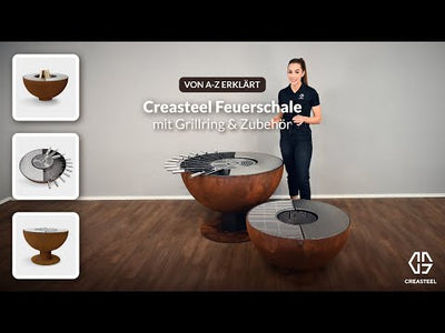 Parabole de feu avec anneau de gril réglable en hauteur 100, acier inoxydable noir